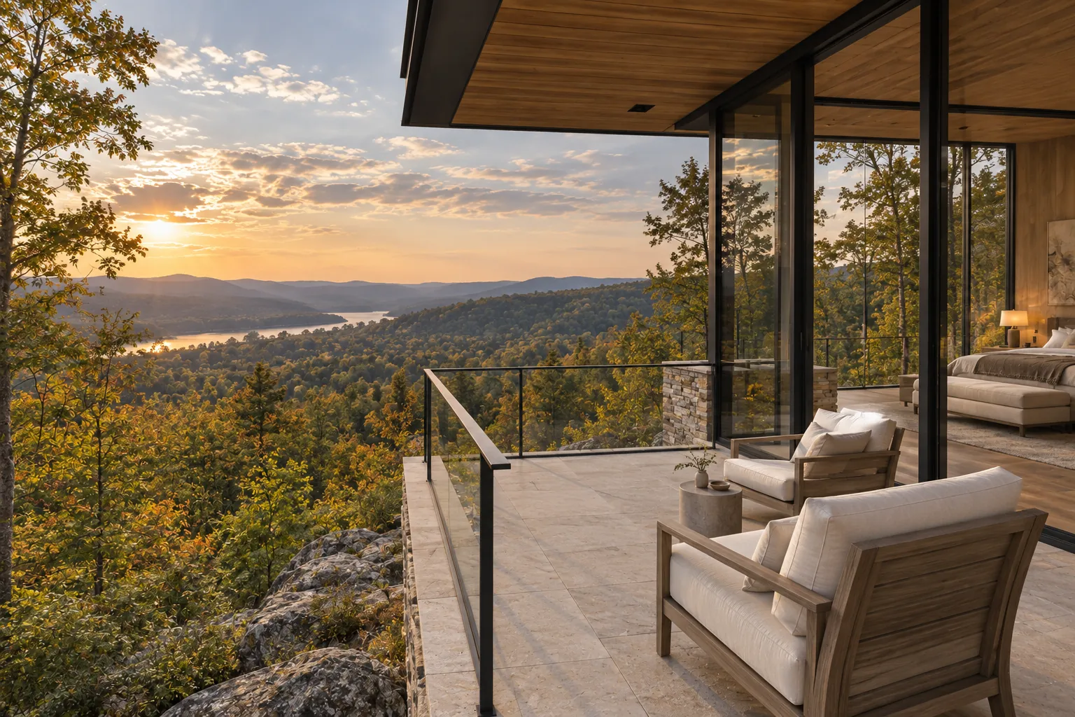 Bedroom terrace above the treetops